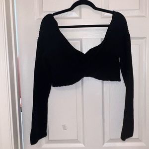 Black Knit Off the Shoulder Top